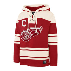 Dylan Larkin Detroit Red Wings '47 Captain Patch Player Name & Number Lacer Pullover Hoodie - Red - NHL