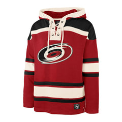 Sebastian Aho Carolina Hurricanes '47 Player Name & Number Lacer Pullover Hoodie - Red - NHL
