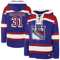 Igor Shesterkin New York Rangers '47 Player Name & Number Lacer Pullover Hoodie - Blue - NHL