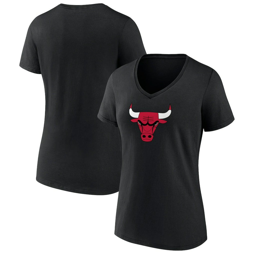 Chicago Bulls Women's Primary Logo V-Neck T-Shirt Black - NBA