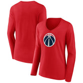 Washington Wizards Women's Primary Logo Long Sleeve V-Neck T-Shirt Red - NBA