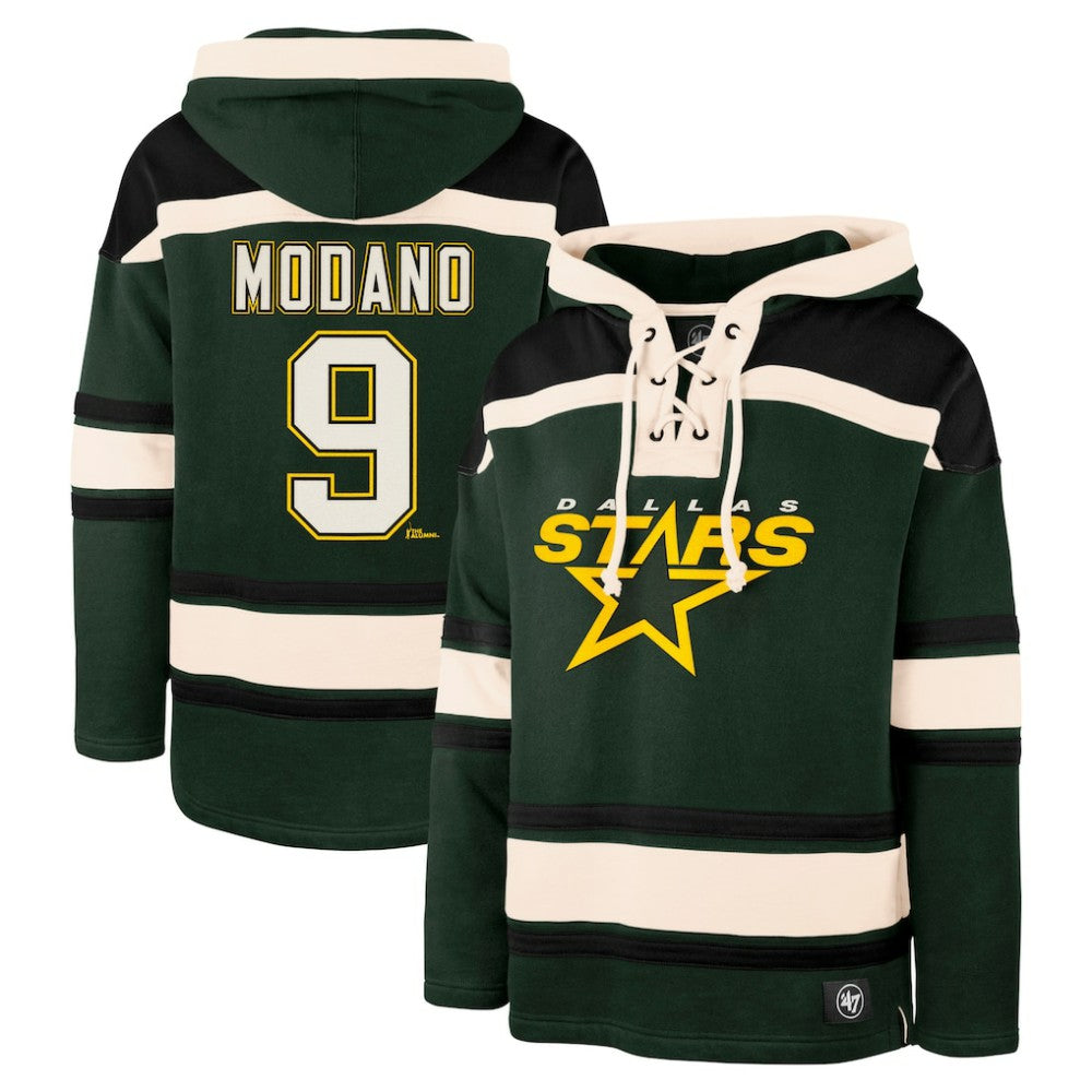 Mike Modano Dallas Stars '47 Retired Player Name & Number Lacer Pullover Hoodie - Green - NHL