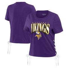 Minnesota Vikings WEAR by Erin Andrews Women's Lace Up Side Modest Cropped T-Shirt Purple | NFL