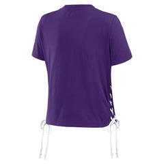Minnesota Vikings WEAR by Erin Andrews Women's Lace Up Side Modest Cropped T-Shirt Purple | NFL