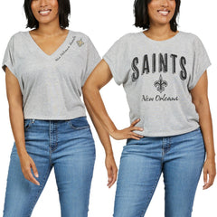 New Orleans Saints WEAR by Erin Andrews Women's Reversible T-Shirt Heather Gray | NFL