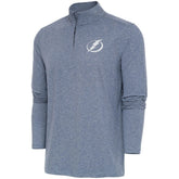 Tampa Bay Lightning Antigua White Logo Hunk Quarter-Zip Pullover - Heather Navy - NHL