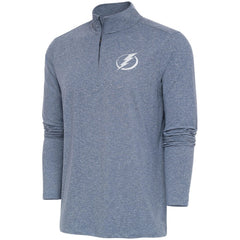 Tampa Bay Lightning Antigua White Logo Hunk Quarter-Zip Pullover - Heather Navy - NHL