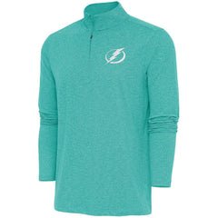 Tampa Bay Lightning Antigua White Logo Hunk Quarter-Zip Pullover - Heather Aqua - NHL