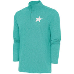 Dallas Stars Antigua White Logo Hunk Quarter-Zip Pullover - Heather Aqua - NHL