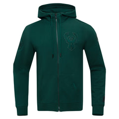 Milwaukee Bucks Pro Standard Triple Tonal DK Full-Zip Hoodie Jacket Hunter Green - NBA