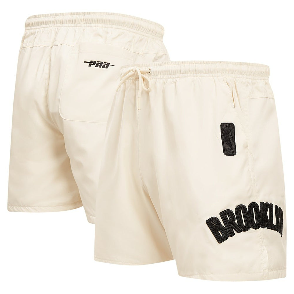 Brooklyn Nets Pro Standard Triple Tonal Woven Shorts Cream - NBA