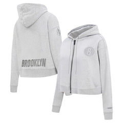 Brooklyn Nets Pro Standard Women's Triple Tonal Full-Zip Hoodie Heather Gray - NBA