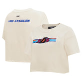 Los Angeles Lakers Pro Standard Women's Retro Striper SJ Cropped Boxy T-Shirt Cream - NBA