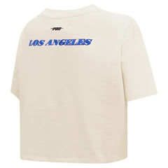 Los Angeles Lakers Pro Standard Women's Retro Striper SJ Cropped Boxy T-Shirt Cream - NBA