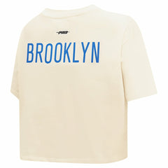 Brooklyn Nets Pro Standard Women's Retro Striper SJ Cropped Boxy T-Shirt Cream - NBA