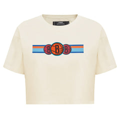 Brooklyn Nets Pro Standard Women's Retro Striper SJ Cropped Boxy T-Shirt Cream - NBA