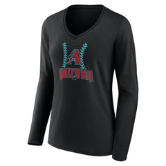 Arizona Diamondbacks Women's Personalized Name & Number Fastball Long Sleeve V-Neck T-Shirt - MLB