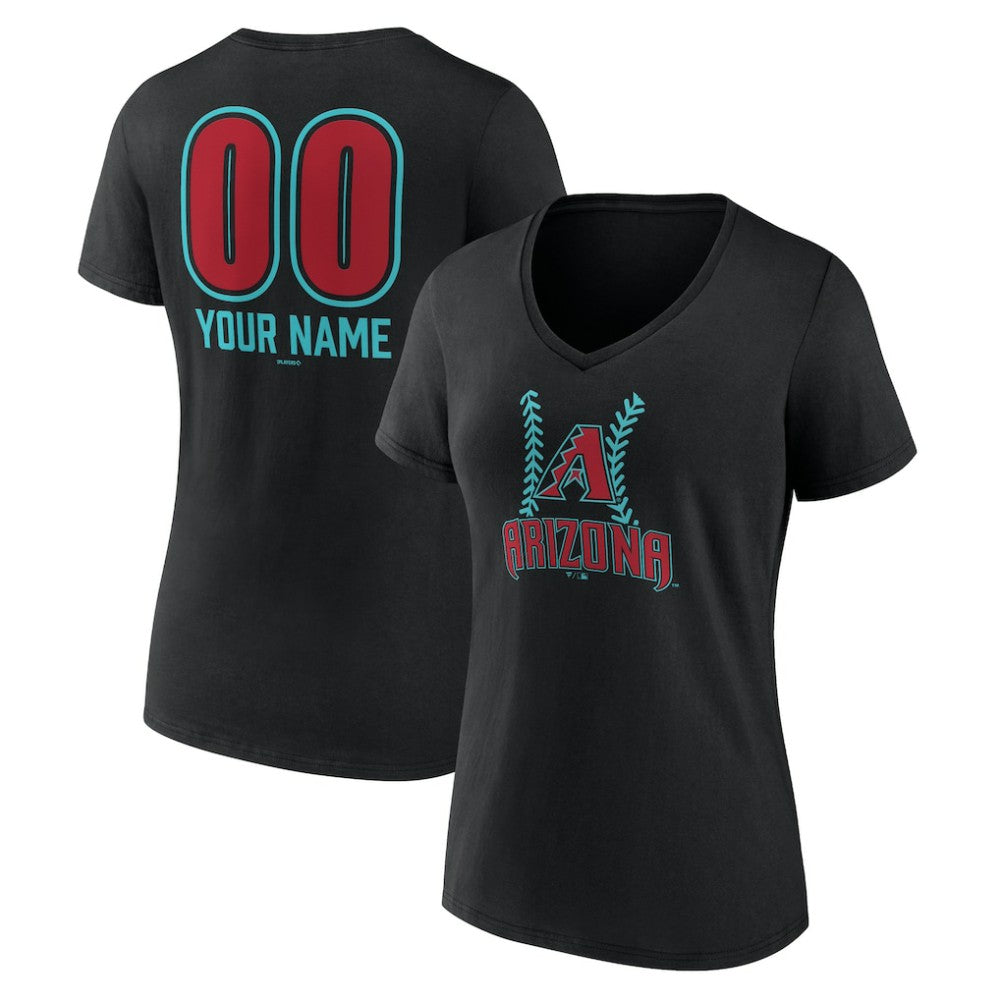 Arizona Diamondbacks Women's Personalized Name & Number Fastball V-Neck T-Shirt - MLB