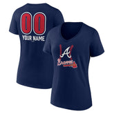 Atlanta Braves Women's Personalized Name & Number Fastball V-Neck T-Shirt - MLB