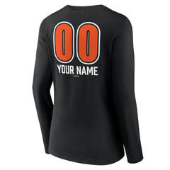 Baltimore Orioles Women's Personalized Name & Number Fastball Long Sleeve V-Neck T-Shirt - MLB