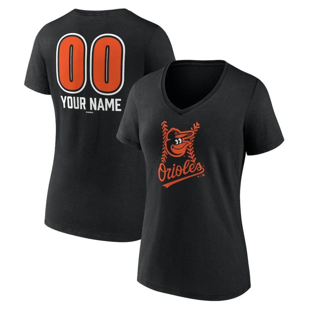 Baltimore Orioles Women's Personalized Name & Number Fastball V-Neck T-Shirt - MLB