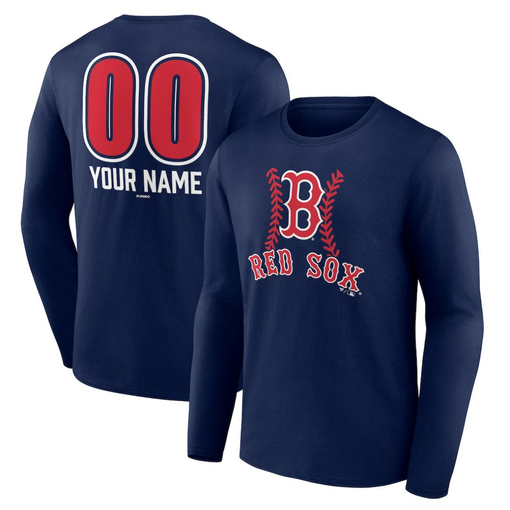 Boston Red Sox Personalized Name & Number Fastball Long Sleeve T-Shirt - MLB