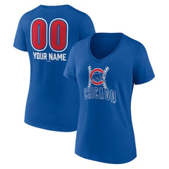 Chicago Cubs Women's Personalized Name & Number Fastball V-Neck T-Shirt - MLB