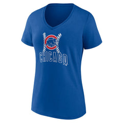 Chicago Cubs Women's Personalized Name & Number Fastball V-Neck T-Shirt - MLB