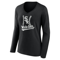 Chicago White Sox Women's Personalized Name & Number Fastball Long Sleeve V-Neck T-Shirt - MLB