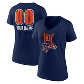 Detroit Tigers Women's Personalized Name & Number Fastball V-Neck T-Shirt - MLB
