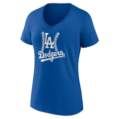 Los Angeles Dodgers Women's Personalized Name & Number Fastball V-Neck T-Shirt - MLB