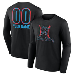 Miami Marlins Personalized Name & Number Fastball Long Sleeve T-Shirt - MLB