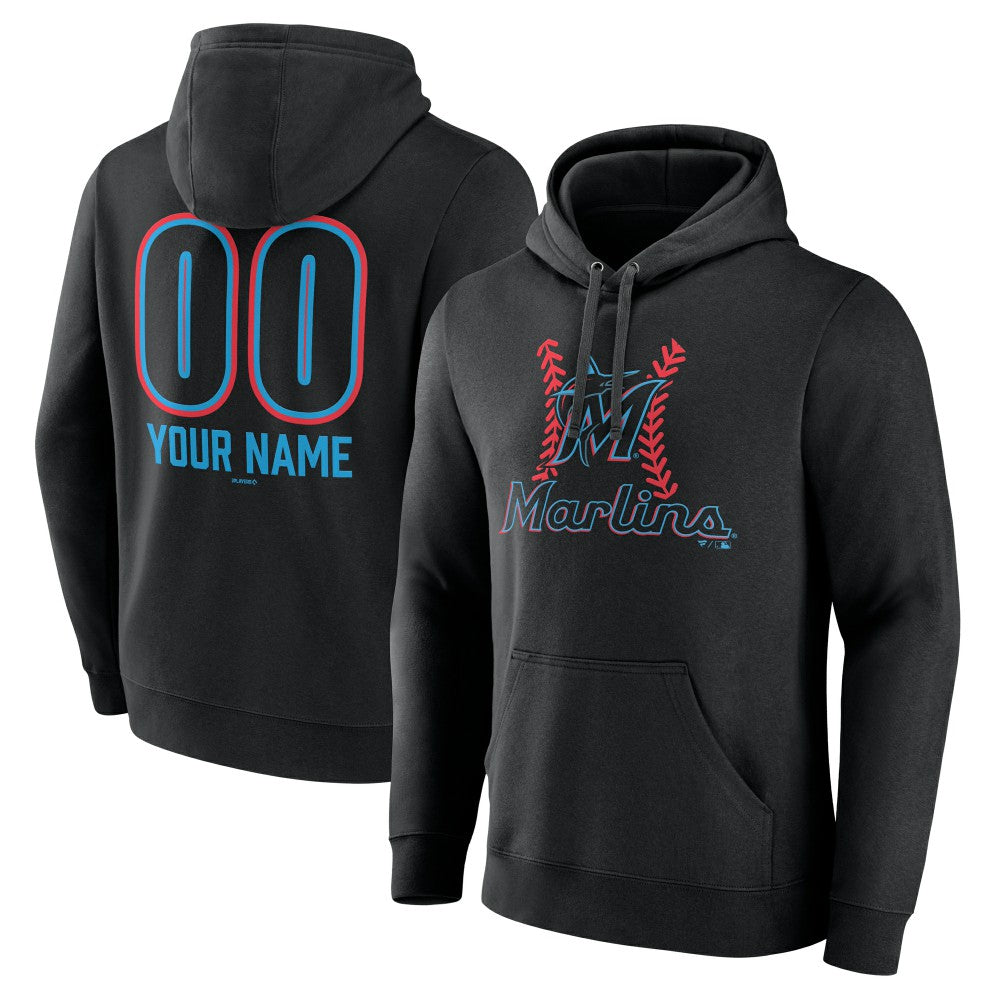 Miami Marlins Personalized Name & Number Fastball Pullover Hoodie - MLB