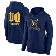 Milwaukee Brewers Women's Personalized Name & Number Fastball Pullover Hoodie - MLB