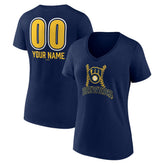 Milwaukee Brewers Women's Personalized Name & Number Fastball V-Neck T-Shirt - MLB