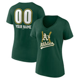 Athletics Women's Personalized Name & Number Fastball V-Neck T-Shirt - MLB