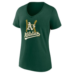 Athletics Women's Personalized Name & Number Fastball V-Neck T-Shirt - MLB