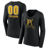 Pittsburgh Pirates Women's Personalized Name & Number Fastball Long Sleeve V-Neck T-Shirt - MLB