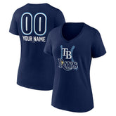 Tampa Bay Rays Women's Personalized Name & Number Fastball V-Neck T-Shirt - MLB