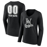 Los Angeles Dodgers Women's Personalized Name & Number Fastball Long Sleeve V-Neck T-Shirt - MLB