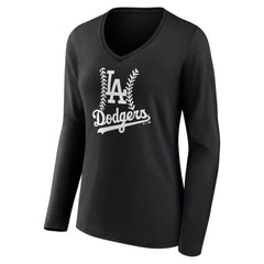 Los Angeles Dodgers Women's Personalized Name & Number Fastball Long Sleeve V-Neck T-Shirt - MLB