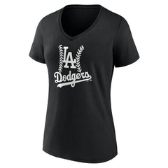 Los Angeles Dodgers Women's Personalized Name & Number Fastball V-Neck T-Shirt - MLB