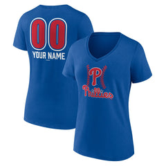 Philadelphia Phillies Women's Personalized Name & Number Fastball V-Neck T-Shirt - MLB