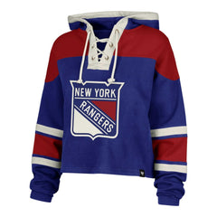Mika Zibanejad New York Rangers '47 Women's Superior Lacer Cropped Pullover Hoodie - Blue - NHL