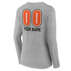 Baltimore Orioles Women's Personalized Name & Number Fastball Long Sleeve V-Neck T-Shirt - MLB