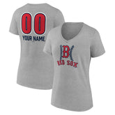 Boston Red Sox Women's Personalized Name & Number Fastball V-Neck T-Shirt - MLB