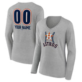Houston Astros Women's Personalized Name & Number Fastball Long Sleeve V-Neck T-Shirt - MLB