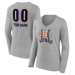 Houston Astros Women's Personalized Name & Number Fastball Long Sleeve V-Neck T-Shirt - MLB