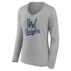 Los Angeles Dodgers Women's Personalized Name & Number Fastball Long Sleeve V-Neck T-Shirt - MLB