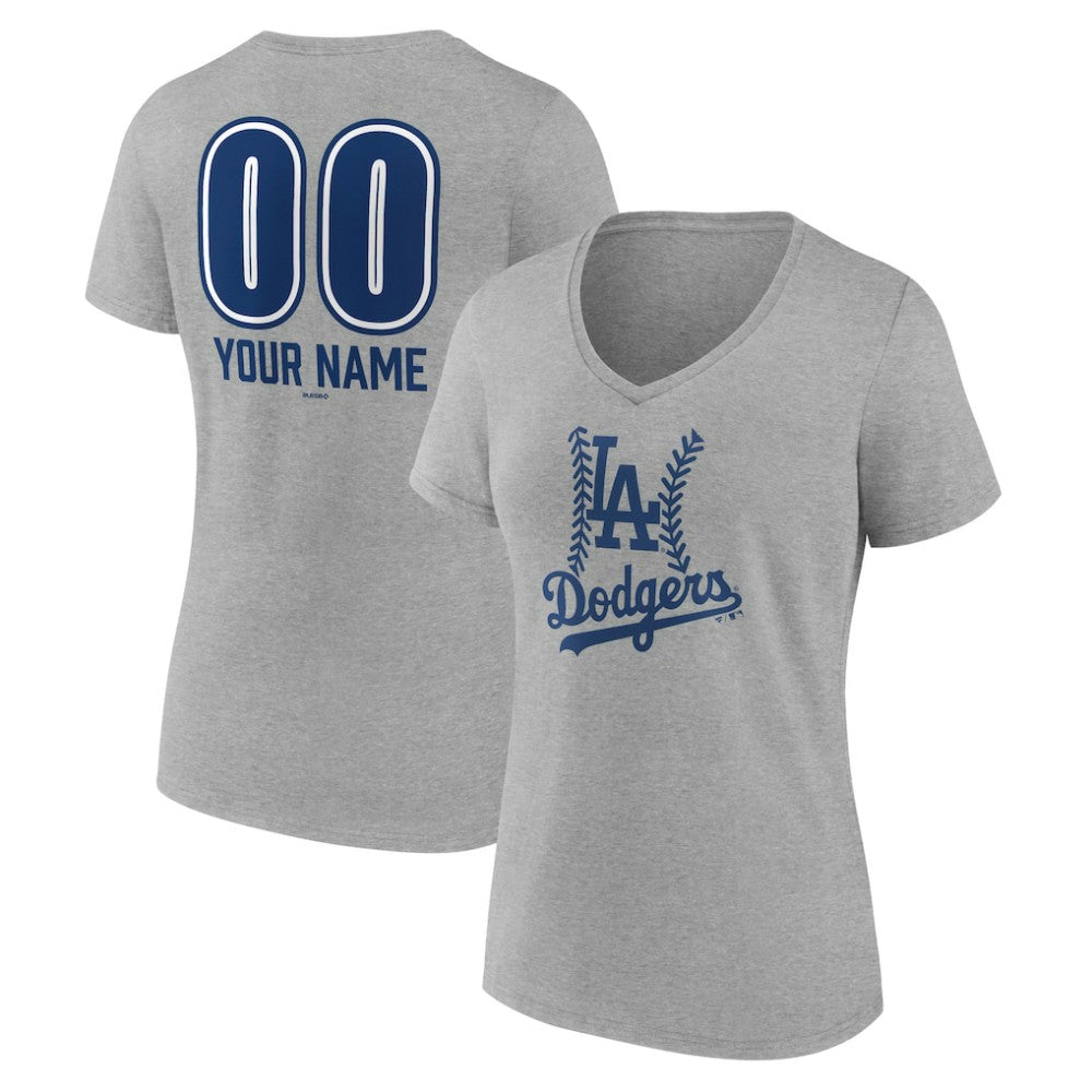 Los Angeles Dodgers Women's Personalized Name & Number Fastball V-Neck T-Shirt - MLB
